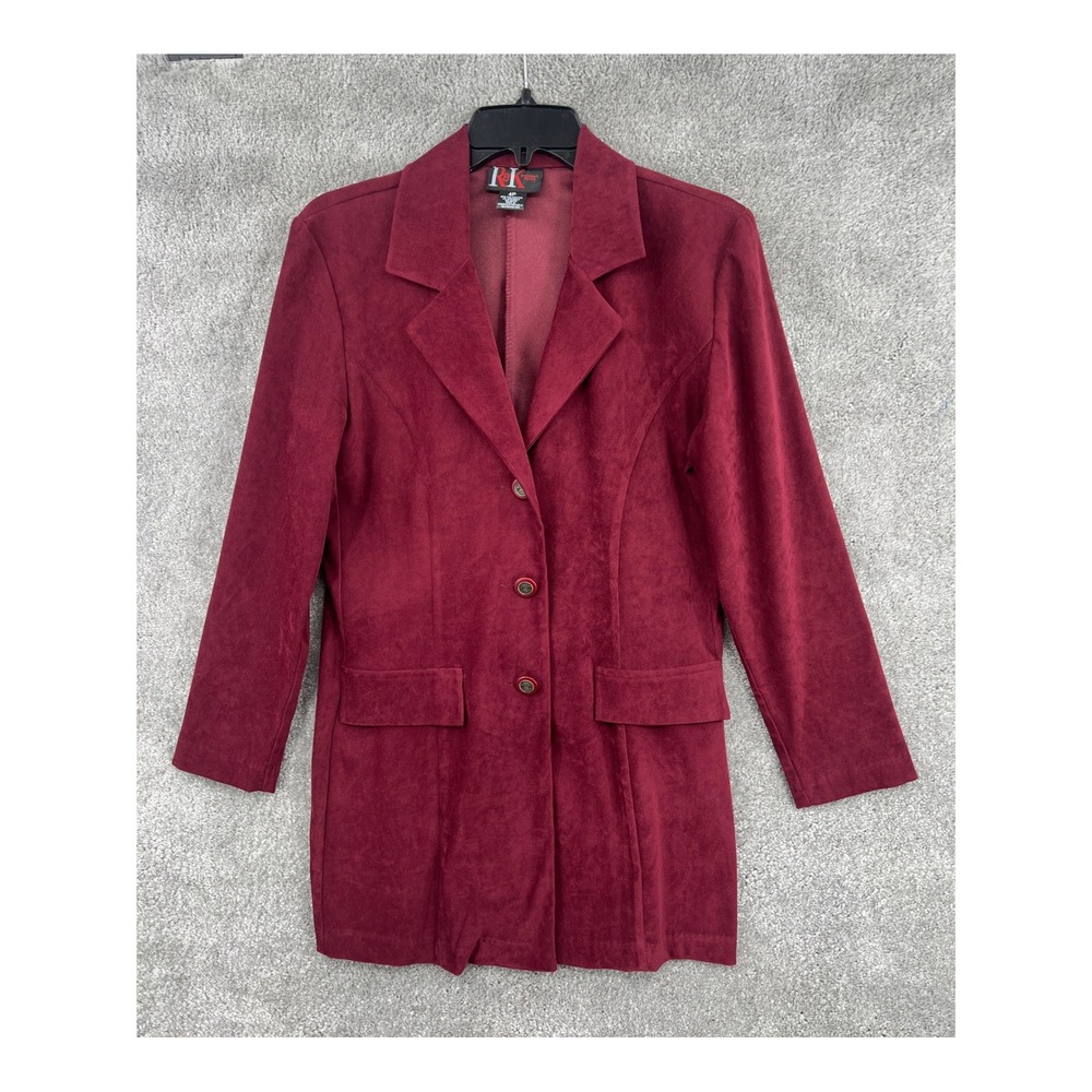 Vintage R&K Originals Petite Burgundy Faux Suede Longline Blazer Jacket‎ Size 4P